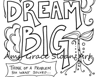 Dream Big Worksheet and Coloring Page