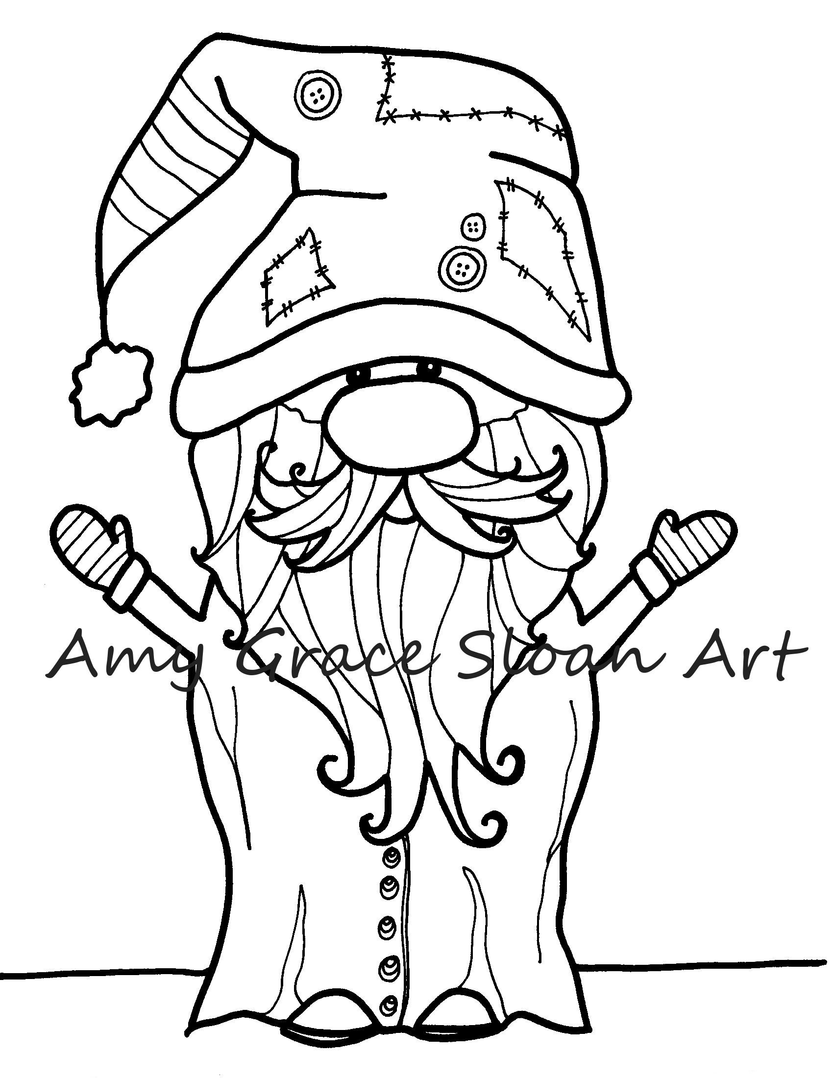 Winter Gnome Coloring Page - Etsy