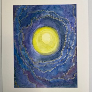 The Glowing Moon Original Watercolor Painting