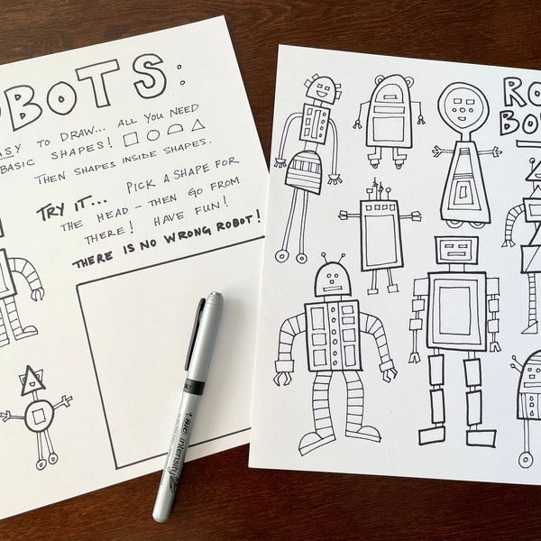 ROBOT Coloring Page and Drawing Guide
