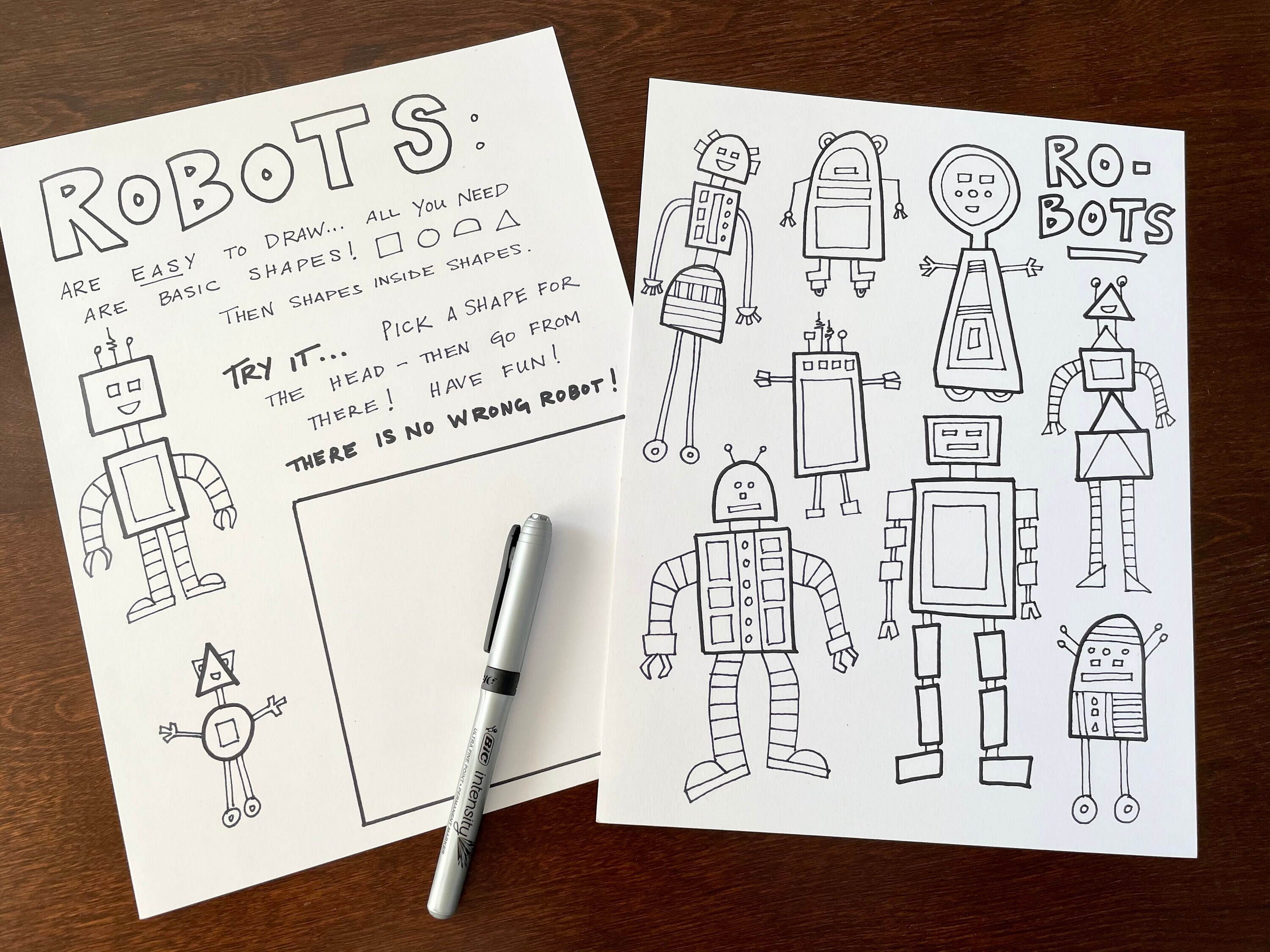 ROBOT Coloring Page and Drawing Guide | Etsy