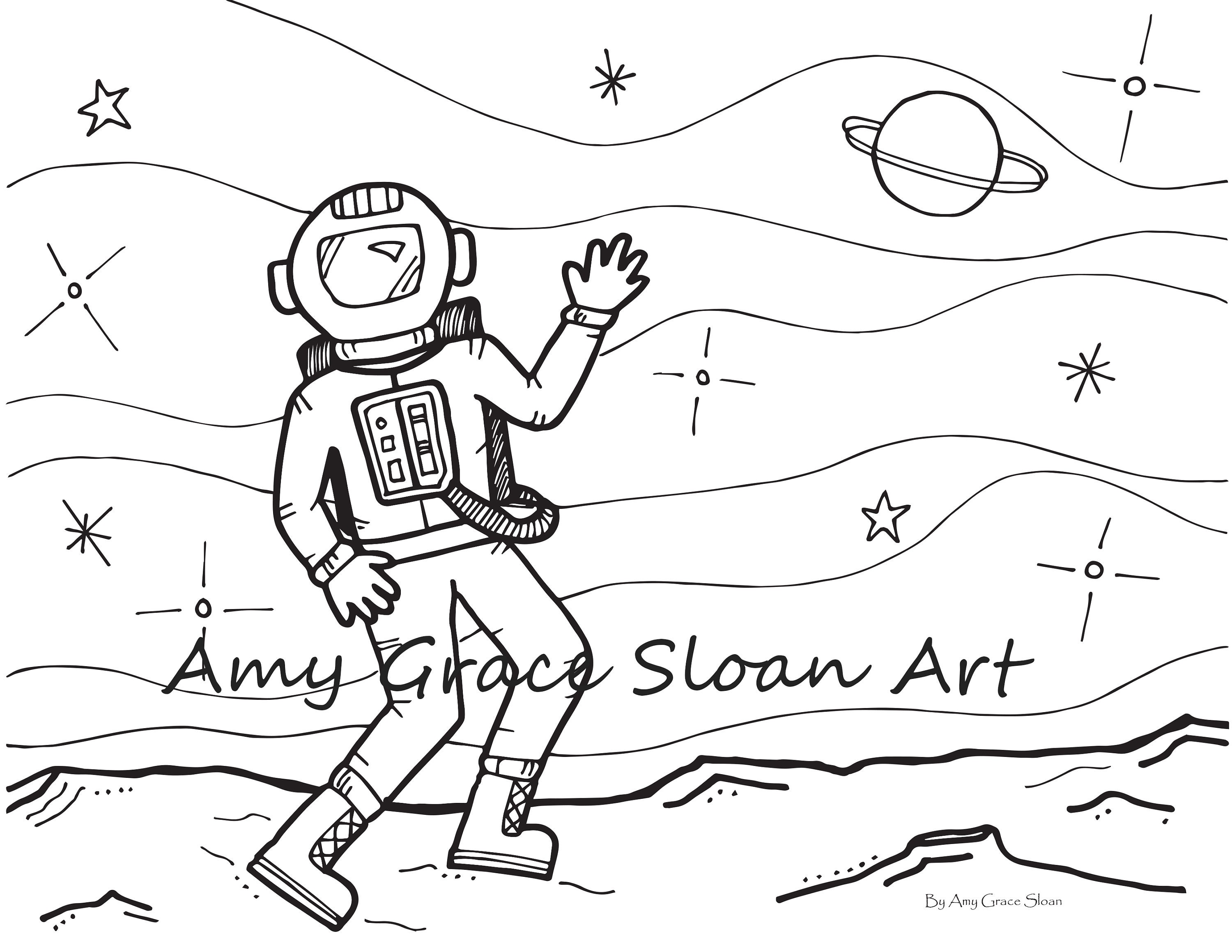 Astronaut Coloring Page - Etsy