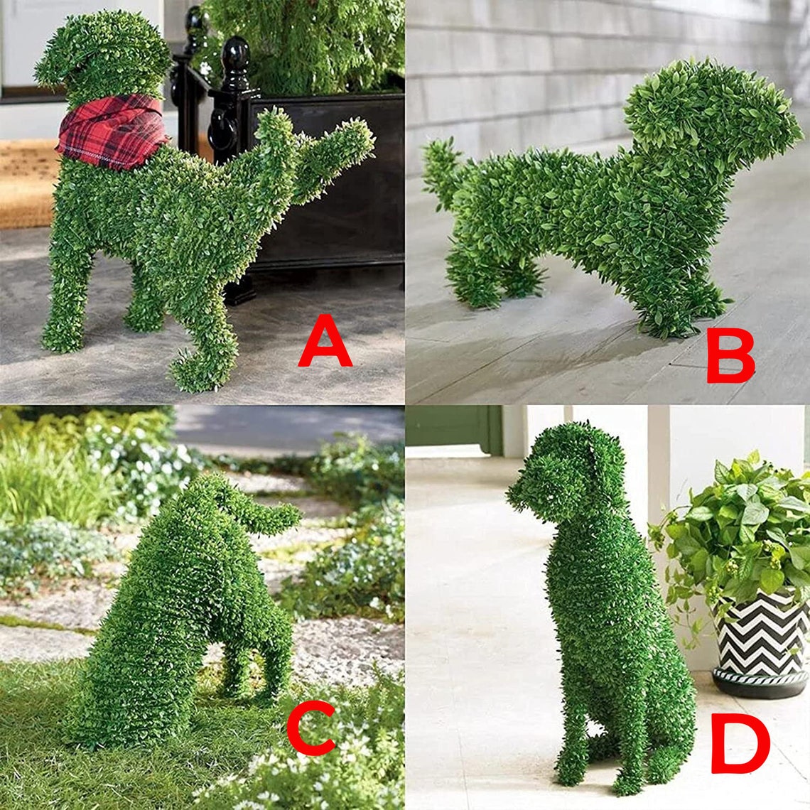 Dog Statue Decorative Peeing Dog Topiary Flocking Dog | Etsy