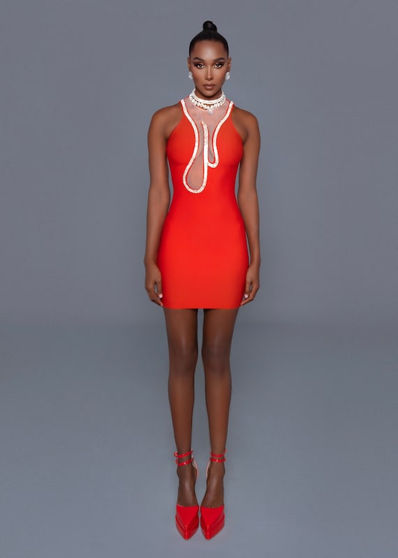 burgundy red christmas dress Black Crystal Sheath Bodycon Party Dress – Sassymyprom