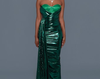 Emerald Ruched Gown