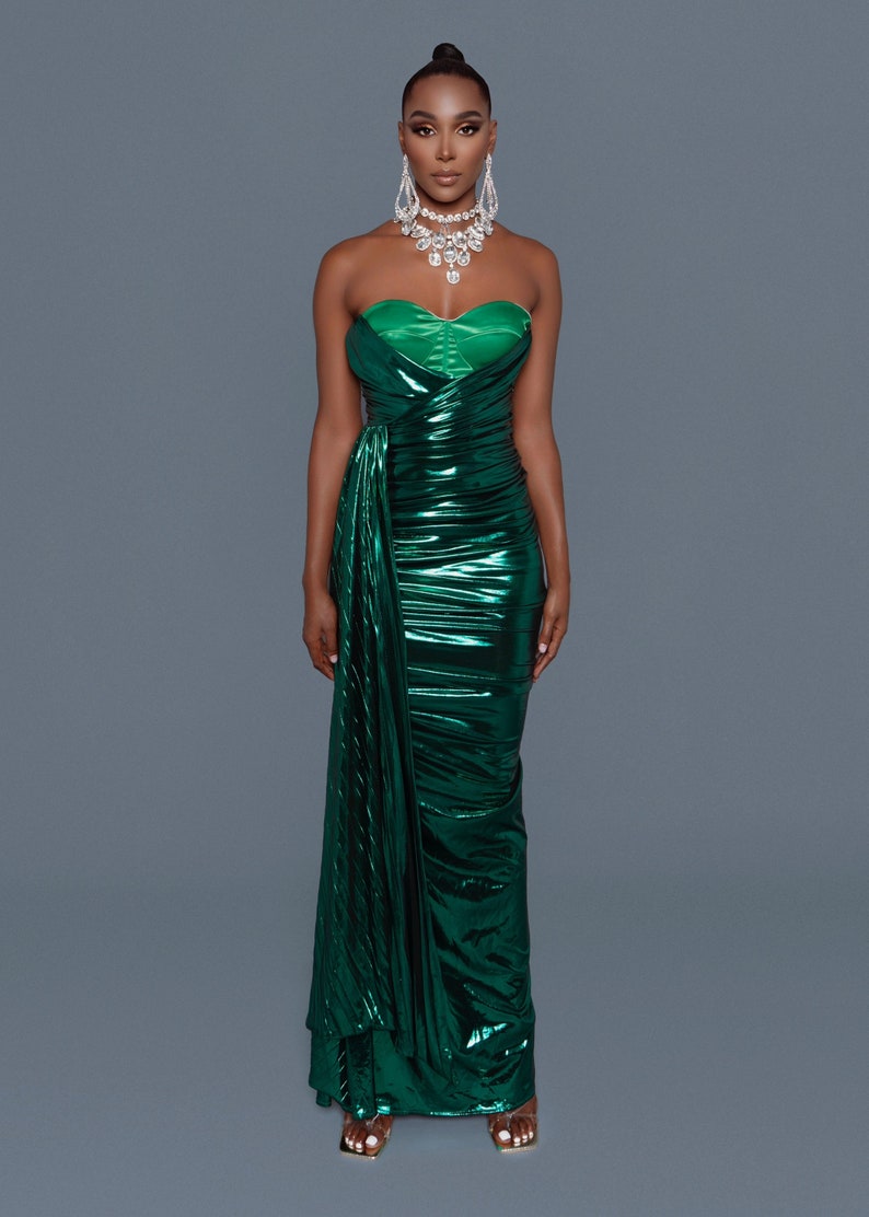 Emerald Ruched Gown