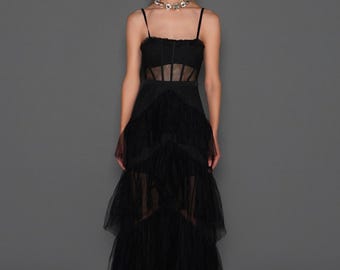 Black Tulle Maxi Dress
