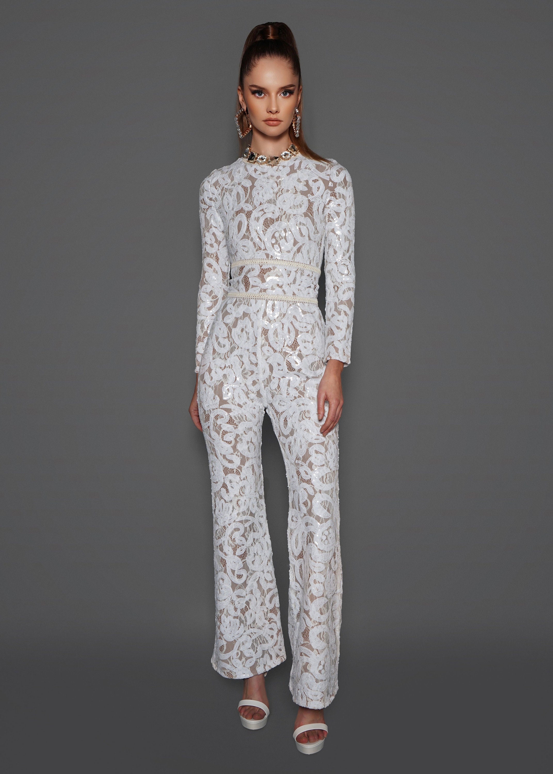 Lace Sequin Bandage Jumpsuit Etsy