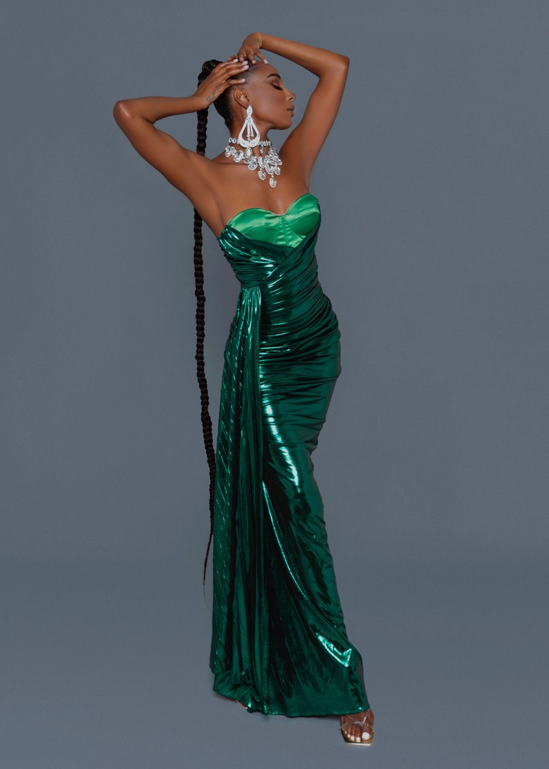 Emerald Ruched Gown