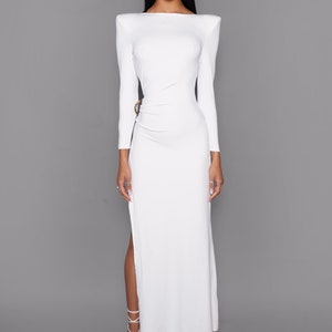 White High Slit Maxi Gown Dress