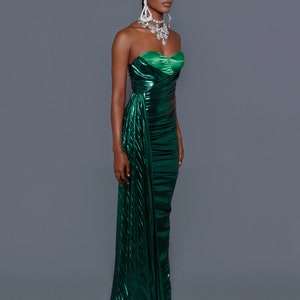 Emerald Ruched Gown