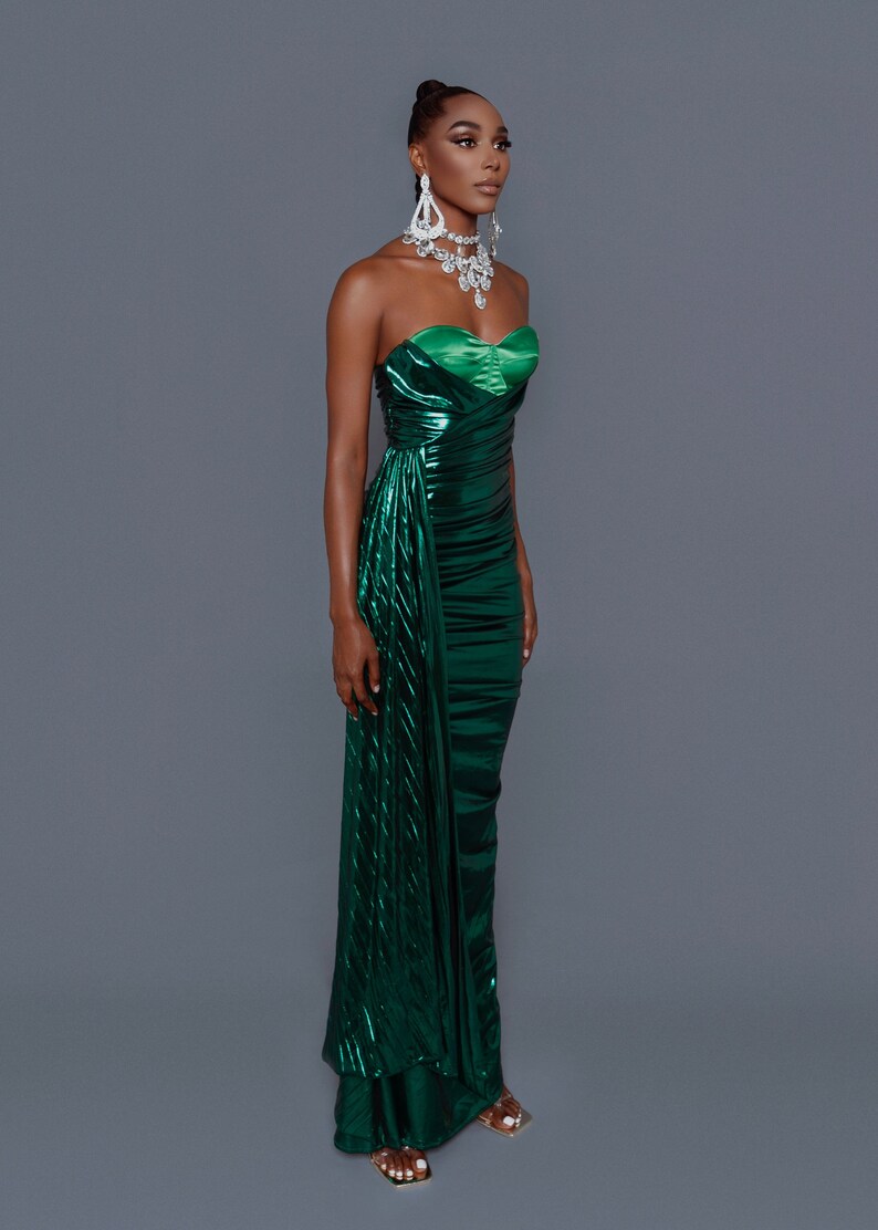 Emerald Ruched Gown