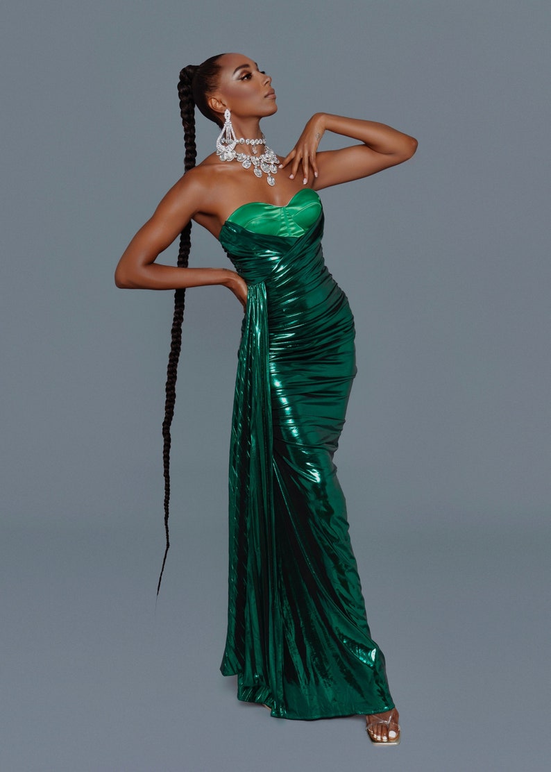 Emerald Ruched Gown