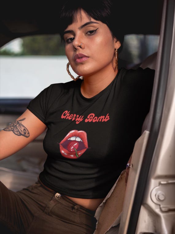 Cherry Shirt Babytee Cherry T Shirt 90s Shirt Joan Jett Gen X Shirt Y2K Baby Tee Gen X 80s Band Shirt Baby Tee Y2K 90s Aesthetic Gen X