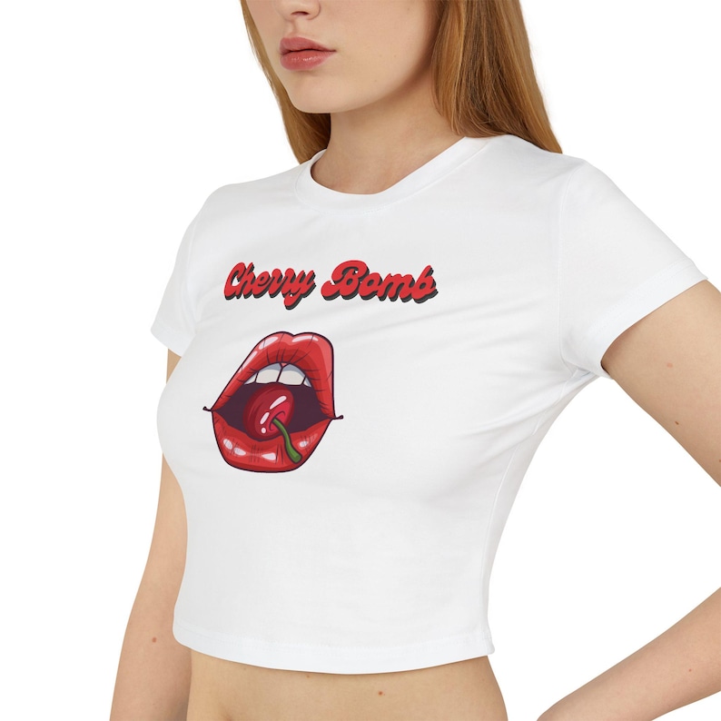 Cherry Shirt Babytee Cherry T Shirt 90s Shirt Joan Jett Gen X Shirt Y2K Baby Tee Gen X 80s Band Shirt Baby Tee Y2K 90s Aesthetic Gen X image 2