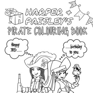 Personalised Pirate Colouring Book Cover Page, Personalized Gift, Pirate Party Printables, Pirate Activities, Pirate Birthday Party Activity