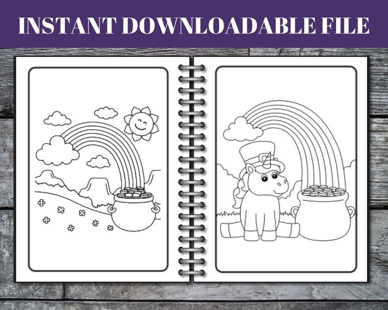 85 Rainbow Coloring Pages, Birthday Party Activity (Digital Download) image 9