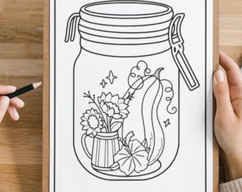 Kolorowanki w słoiku z leśnym motywem Kawaii: Zaczarowane sceny (do pobrania cyfrowego)