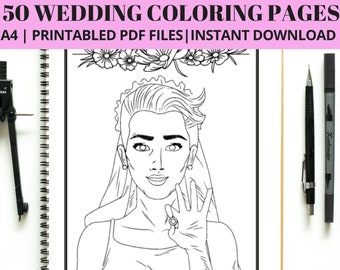 Wedding Coloring Pages | 50 Kids' Activity Sheets (Digital Download)