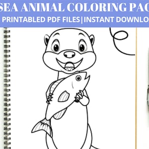 35 Sea Animal Coloring Book Pages - Ocean Creature Coloring Book - Fish, Sharks, Octopus, Whale Coloring Pages for Boys & Girls