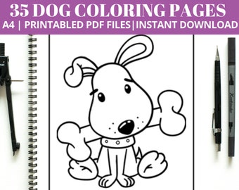 35 entzückende Hunde Malseiten, Hundeliebhaber Printables (Digitaler Download)