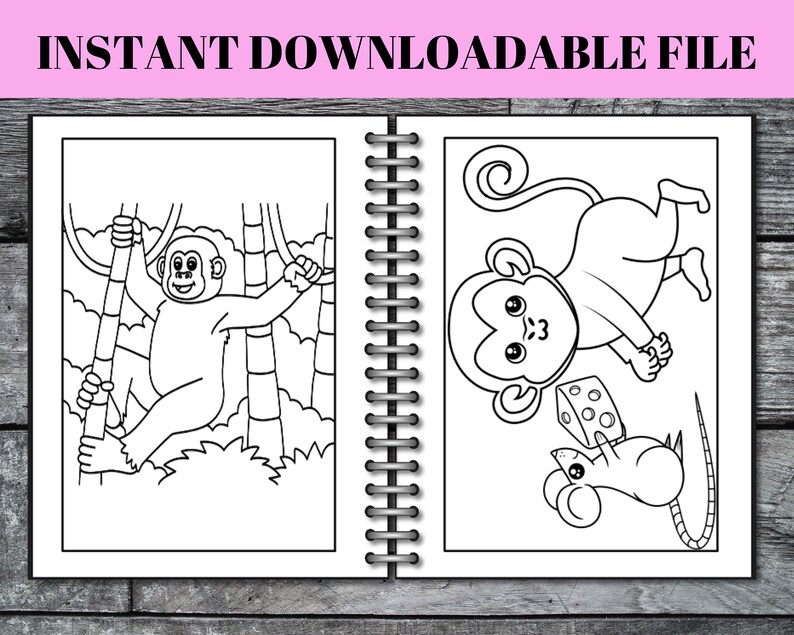 70 Jungle Monkey Coloring Pages Monkey Coloring Book for Kids Boys and ...