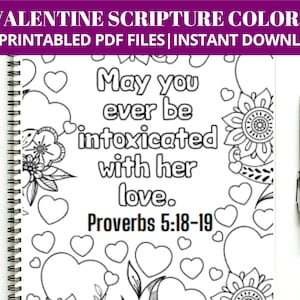 35 Valentines Day Scripture Coloring Pages Kids Adults, Valentines Day Coloring Pages, Bible Verse Activity, Sunday School Craft