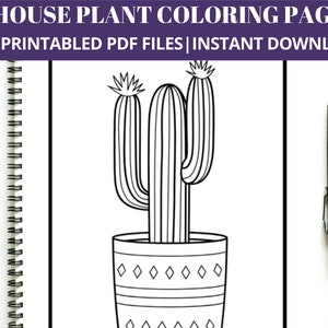 70+ Houseplant Coloring Pages, Printable Adorable Succulent, Cactus, Houseplant Coloring Pages, Indoor Plant Coloring Book