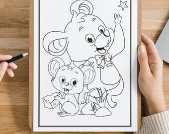 20 Cute Mice Coloring Pages, Cute Mouse Coloring Book, Fairy Coloring, Pets Coloring,  Printable Coloring pages for Kids and Adults
