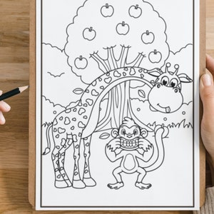 20 simpatico libro da colorare giraffa, animali della fauna selvatica del bosco, pagine da colorare di animali, attività di compleanno della giraffa, giraffa stampabile,