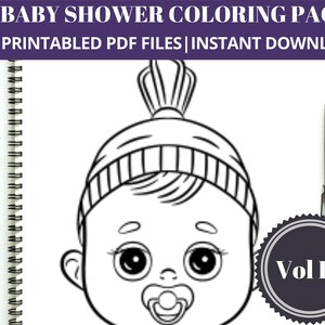 130+ Pagine da colorare per baby shower Volume 3, Pagine da colorare per baby shower, Giochi per baby shower per bambini, Foglio da colorare stampabile