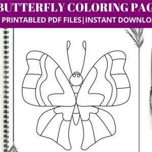 Butterfly Coloring Pages, 23 Printable Butterfly and Flower Coloring Sheets for Kid & Adults, Coloring Book/Party Activity, Instant Download