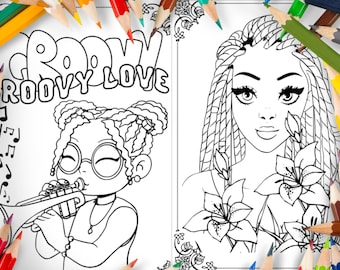 25 Black Girl Magic Coloring Pages for Kids - A4 INSTANT DOWNLOAD!, Black Women Coloring Book, Coloring Book for Black Women and Girls