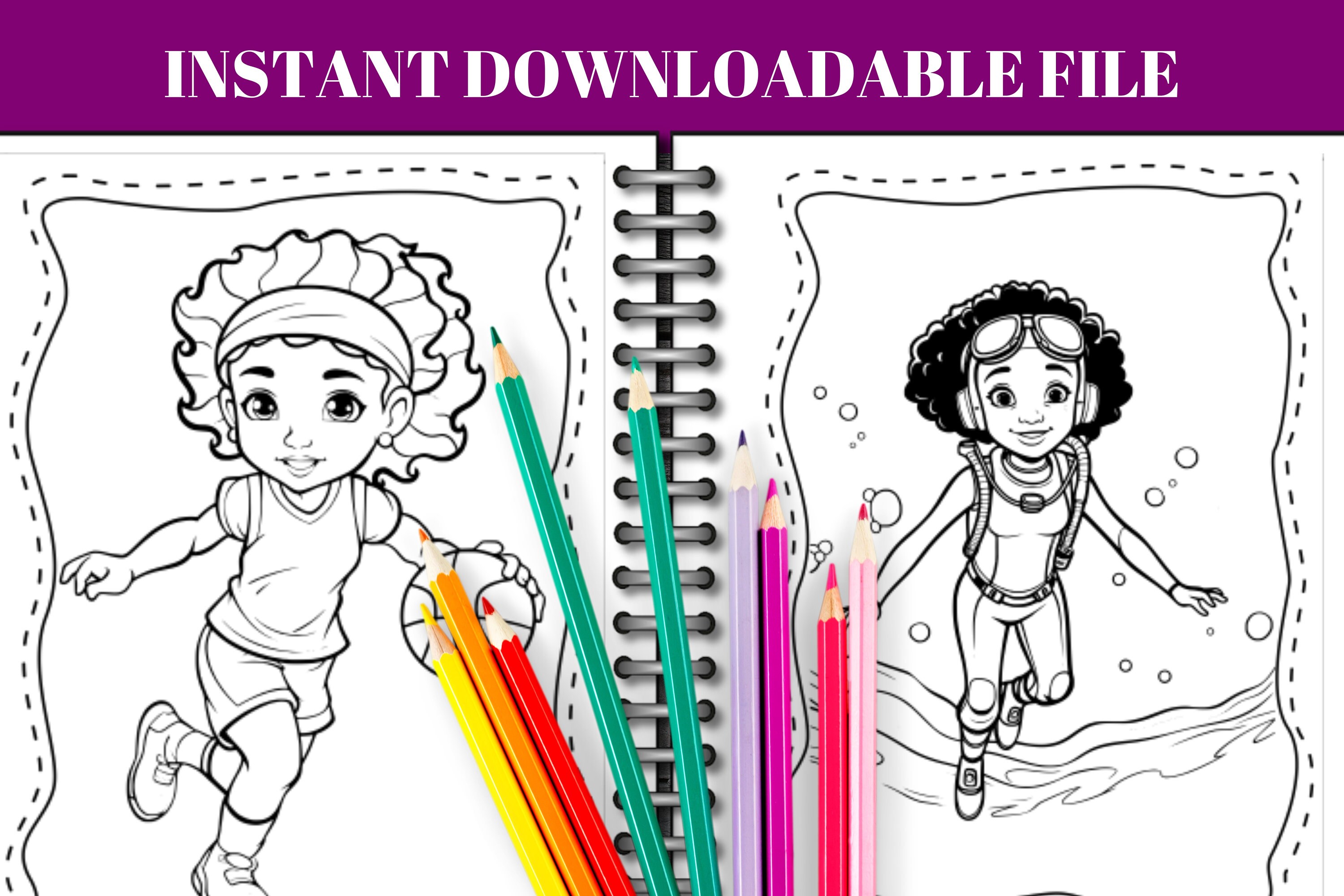 40 Black Girl Magic Coloring Pages for Kids-A4 INSTANT DOWNLOAD!, Black ...