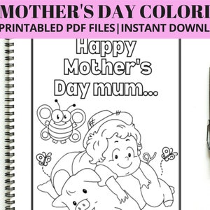50 Mother&#39;s Day Coloring Pages for Kids, Teens, Adults, Printable Coloring Pages, Mother&#39;s Day Party Activity, Printable Mother&#39;s Day Cards