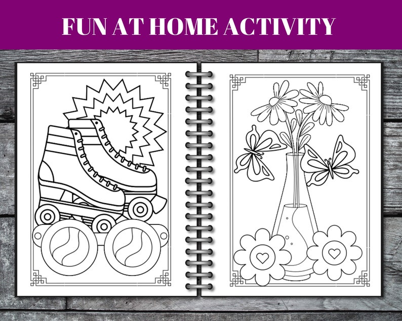 50 Groovy Coloring Pages, Kids Birthday Party Activity (printable PDF ...