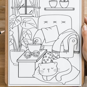20 Cozy Spaces Interiors| Coloring Pages Printables| Cute Interior Designs Colouring Book for Adults | Adult Coloring Pages