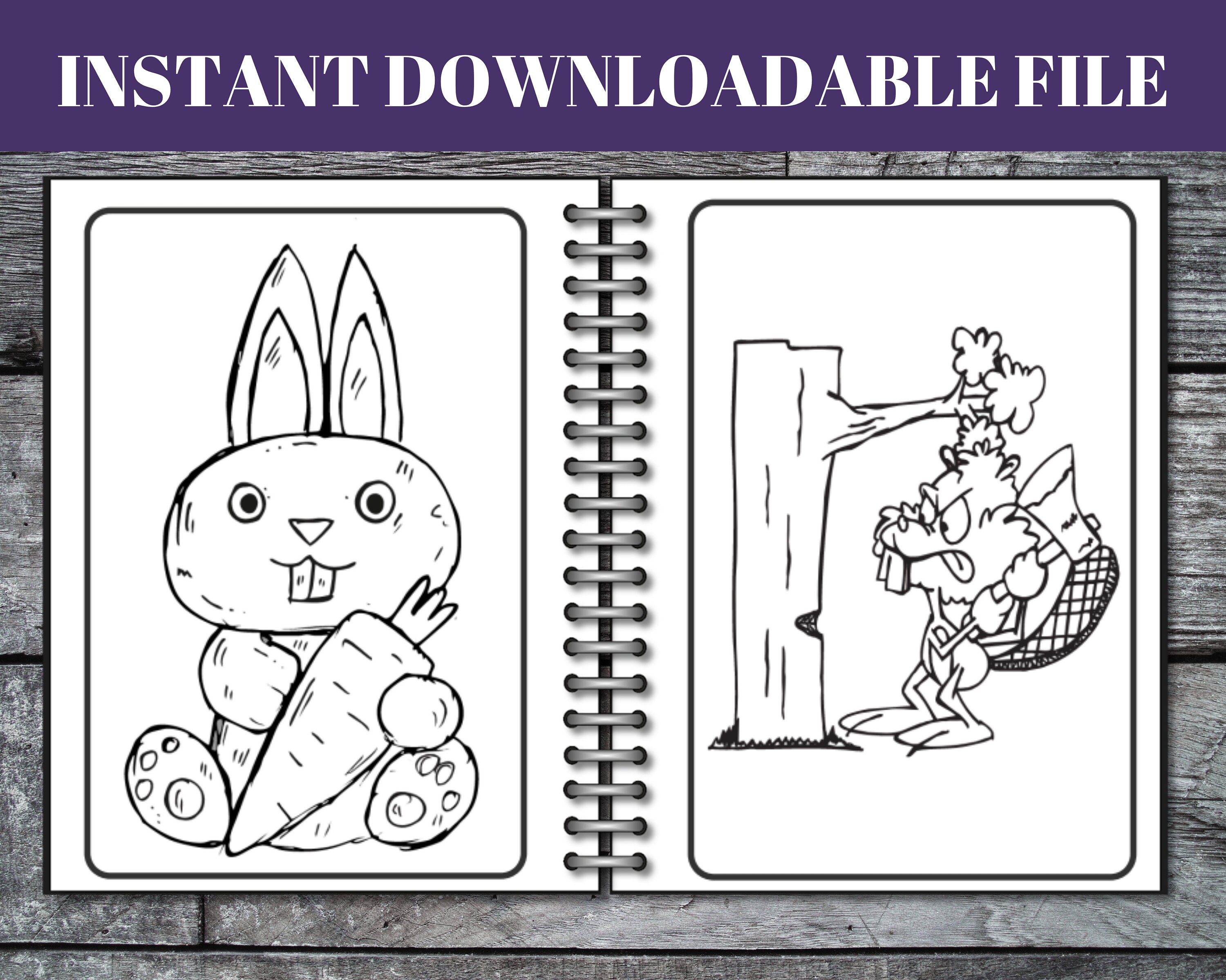 30 Printable Cute Animal Coloring Pages - Etsy