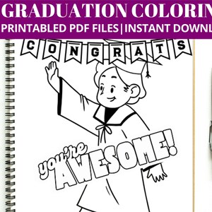 Graduation Coloring Pages, Fun Printables (Digital Download)
