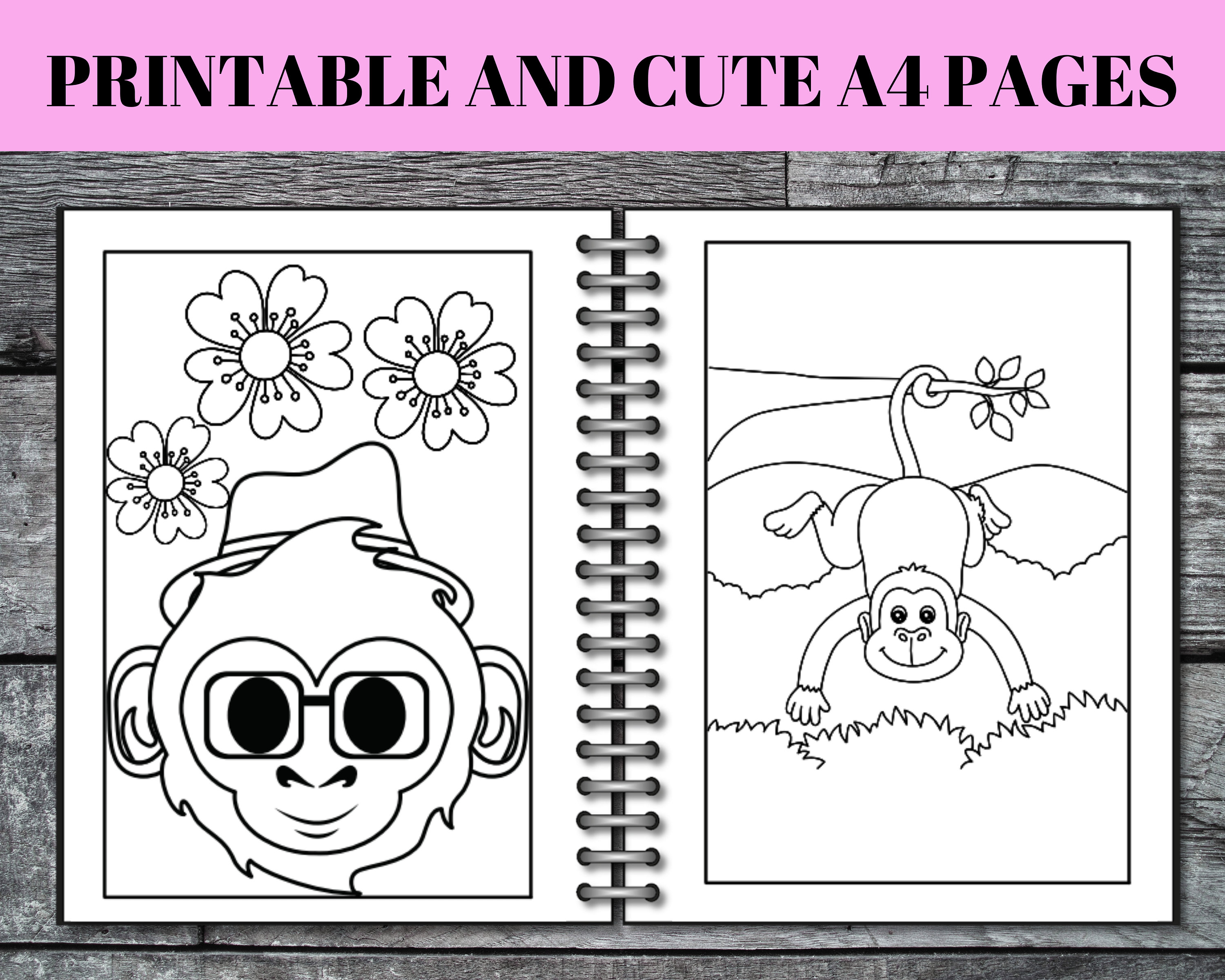 70 Jungle Monkey Coloring Pages Monkey Coloring Book for Kids Boys and ...