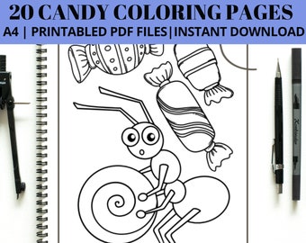 Candy Coloring Pages for Kids: 20 Printable Sweet Treat Designs (PDF)