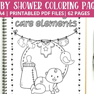 60+ pagine da colorare per baby shower, disegni da colorare per baby shower, giochi per baby shower per bambini, foglio da colorare stampabile