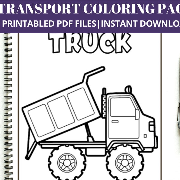 Transportation Coloring Pages, 20 Printable Transportation Coloring Pages for Kids, Boys & Girls, Vehicle Coloring Book, Party Activity,