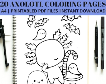 Axolotl Coloring Pages for Kids, Teens (Printable PDF)