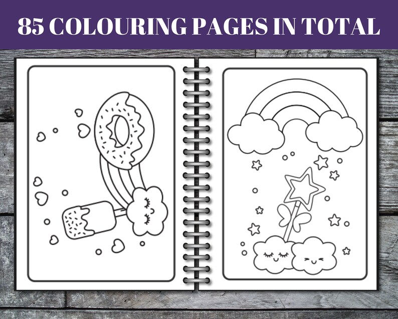 85 Rainbow Coloring Pages, Birthday Party Activity (Digital Download) image 10
