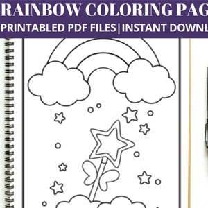 80+ Rainbow Coloring Pages, Rainbow Party, Rainbow Birthday Activity, Printable, Instant Access-Download