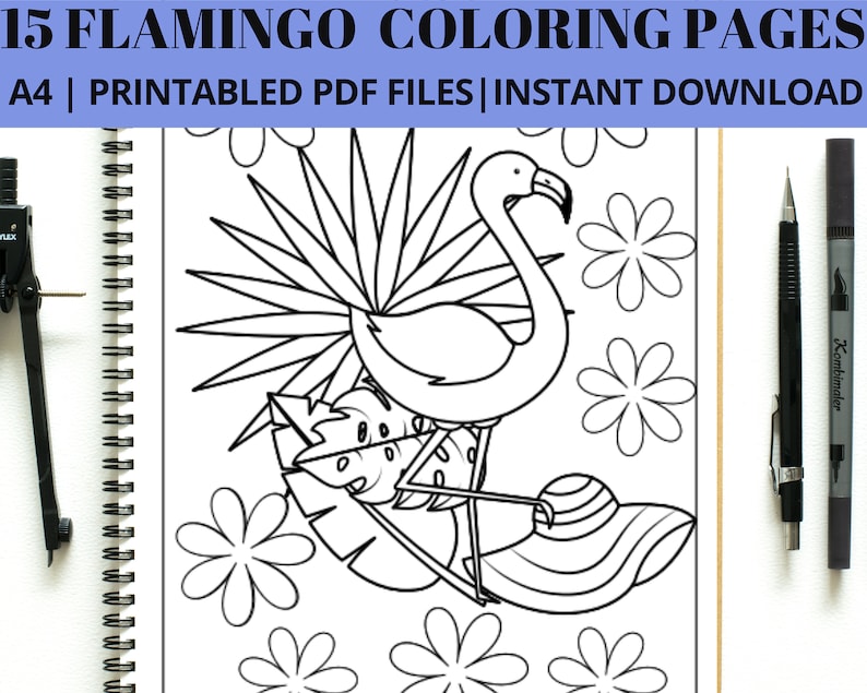 15 Printable Flamingo Coloring Pages for Flamingo Birthday Party, Cute ...