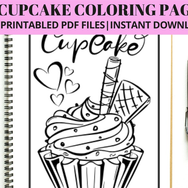 70+ Cupcake Coloring Pages, Printable Coloring Pages, Cupcake Birthday Party Activity, Birthday Party, Kids Coloring Pages