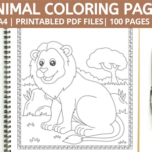 100 Animal Colouring Pages, Farm Animals, Sea Animals, Desert Animals, Forest Animals, Birds Coloring Pages for Boys, Girls, and Adults