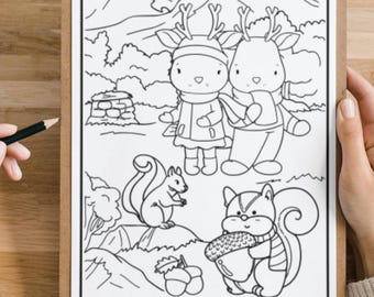 Cozy Fall Colouring Pages | Kawaii Hygge Printable (INSTANT DOWNLOAD)
